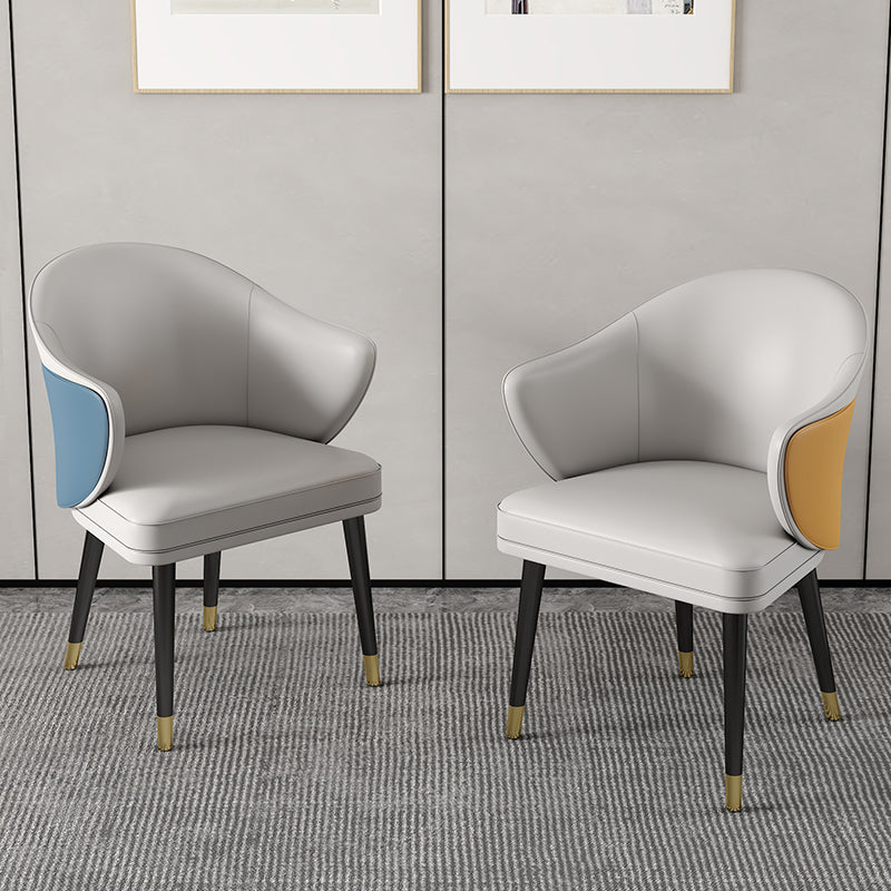 Sillas de comedor de metal Glam, sillón de comedor de cuero PU para uso en restaurantes