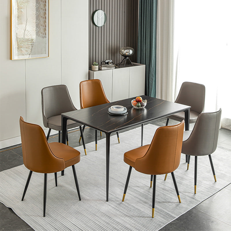 El comedor de metal Glam preside la silla sin brazos de Parsons de comedor de cuero sintético para uso en restaurantes