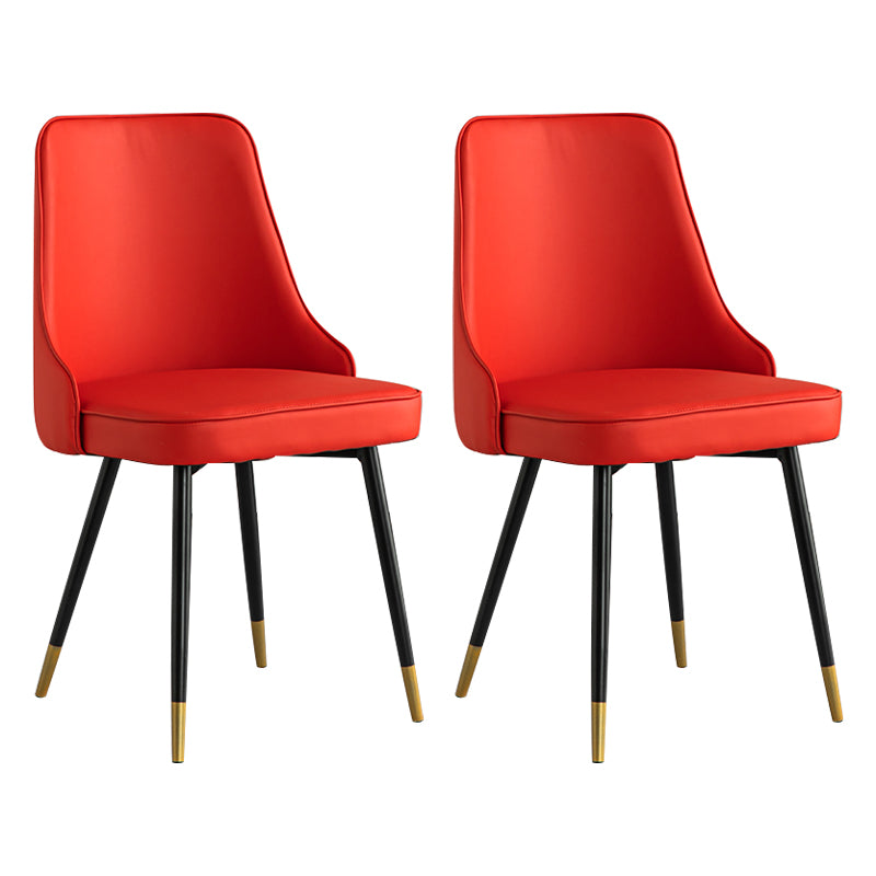 El comedor de metal Glam preside la silla sin brazos de Parsons de comedor de cuero sintético para uso en restaurantes