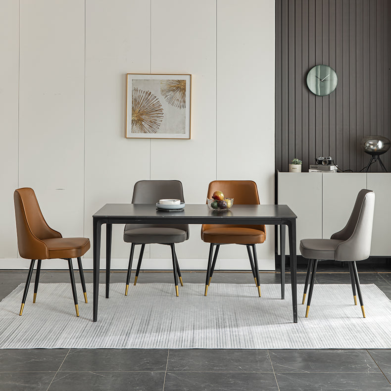El comedor de metal Glam preside la silla sin brazos de Parsons de comedor de cuero sintético para uso en restaurantes