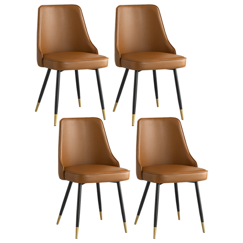 El comedor de metal Glam preside la silla sin brazos de Parsons de comedor de cuero sintético para uso en restaurantes