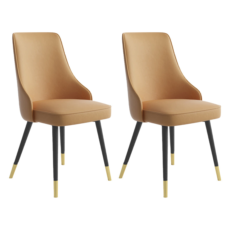 El comedor de metal Glam preside la silla sin brazos de Parsons de comedor de cuero sintético para uso en restaurantes