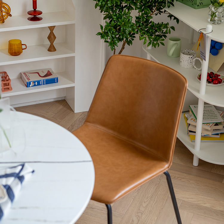 Silla de comedor de metal industrial, sillas laterales tapizadas sin brazos de cuero para uso doméstico