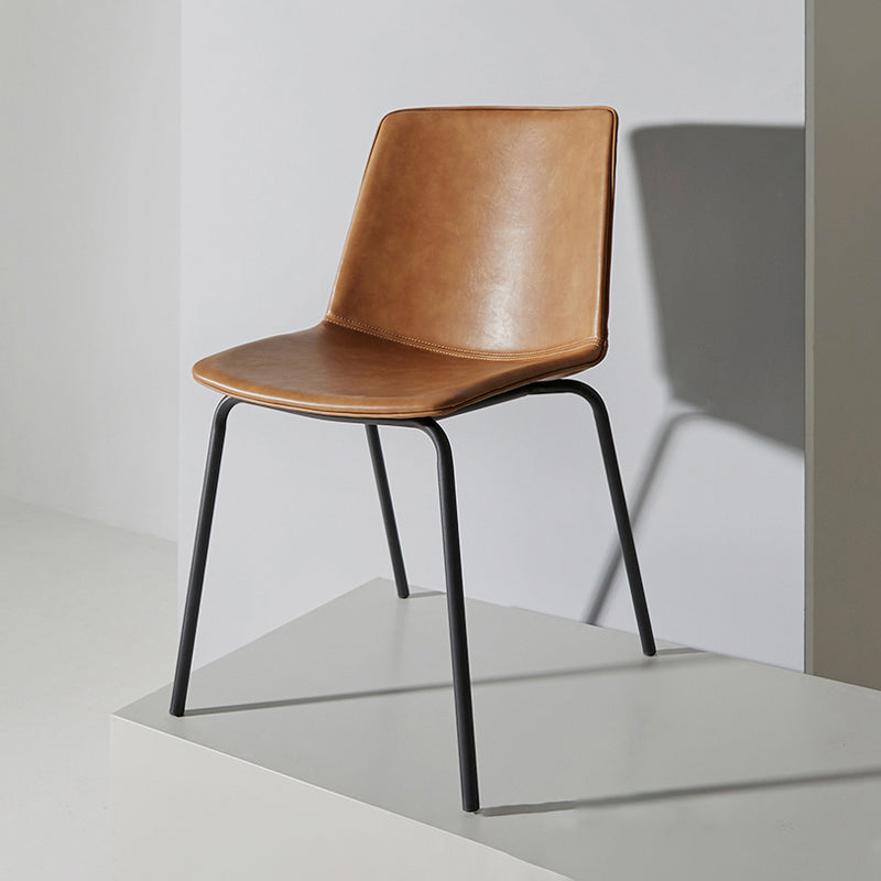 Silla de comedor de metal industrial, sillas laterales tapizadas sin brazos de cuero para uso doméstico