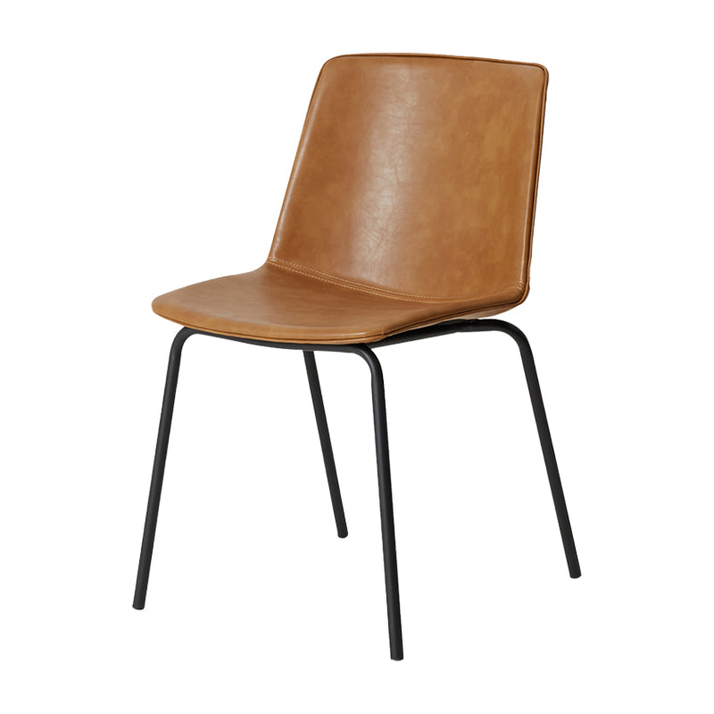 Silla de comedor de metal industrial, sillas laterales tapizadas sin brazos de cuero para uso doméstico