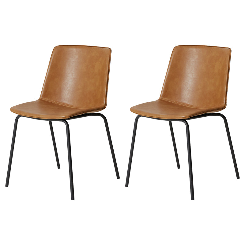Silla de comedor de metal industrial, sillas laterales tapizadas sin brazos de cuero para uso doméstico