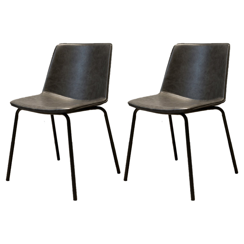 Silla de comedor de metal industrial, sillas laterales tapizadas sin brazos de cuero para uso doméstico