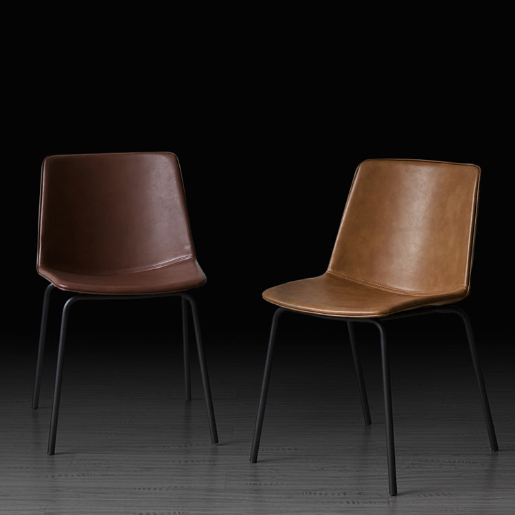 Silla de comedor de metal industrial, sillas laterales tapizadas sin brazos de cuero para uso doméstico