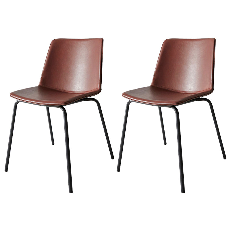 Silla de comedor de metal industrial, sillas laterales tapizadas sin brazos de cuero para uso doméstico