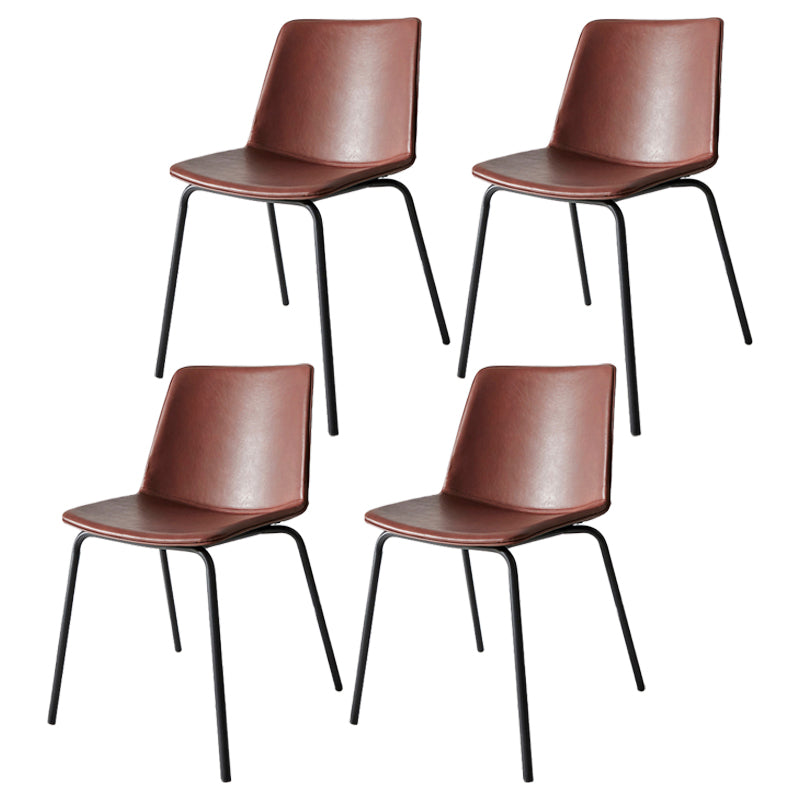 Silla de comedor de metal industrial, sillas laterales tapizadas sin brazos de cuero para uso doméstico