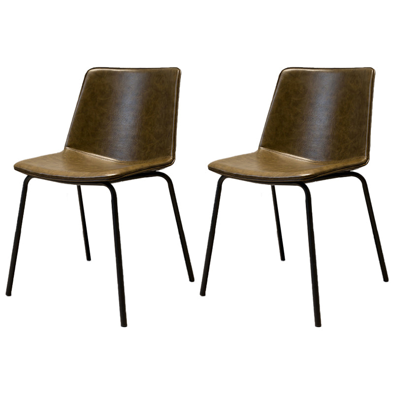 Silla de comedor de metal industrial, sillas laterales tapizadas sin brazos de cuero para uso doméstico