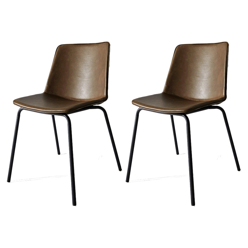 Silla de comedor de metal industrial, sillas laterales tapizadas sin brazos de cuero para uso doméstico