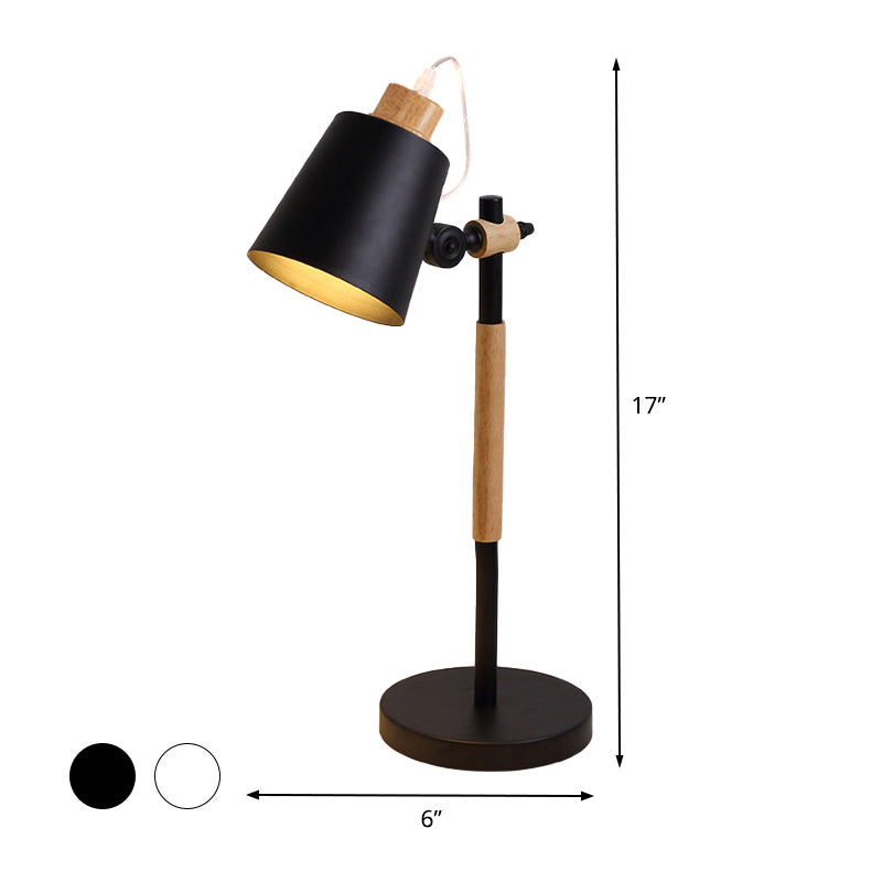 1 Kopfstudienaufgabenbeleuchtung modernistischer weißer/schwarzer kleiner Schreibtischlampe mit konischem Metallschatten