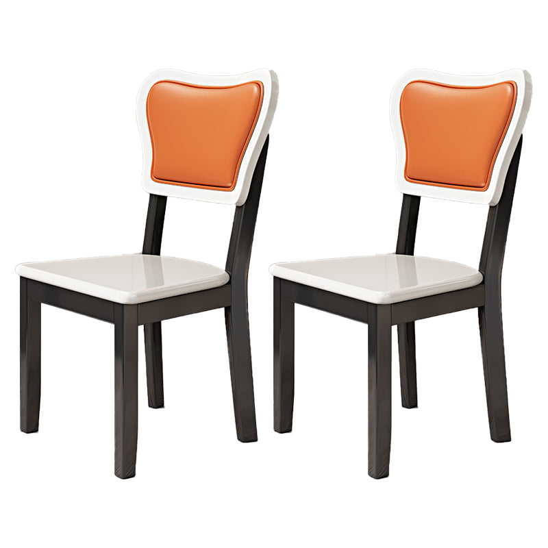 Silla lateral escandinava interior tapizada de madera Silla de comedor con respaldo abierto