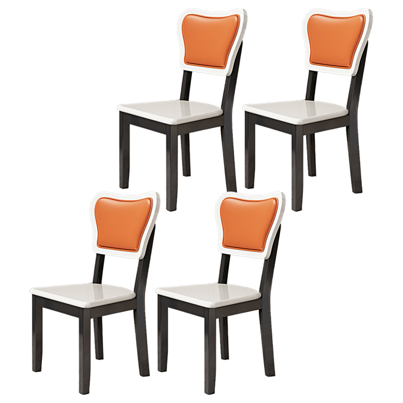 Silla lateral escandinava interior tapizada de madera Silla de comedor con respaldo abierto