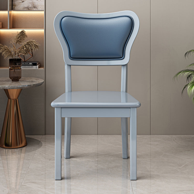 Silla lateral escandinava interior tapizada de madera Silla de comedor con respaldo abierto