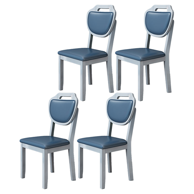 Silla lateral escandinava interior tapizada de madera Silla de comedor con respaldo abierto