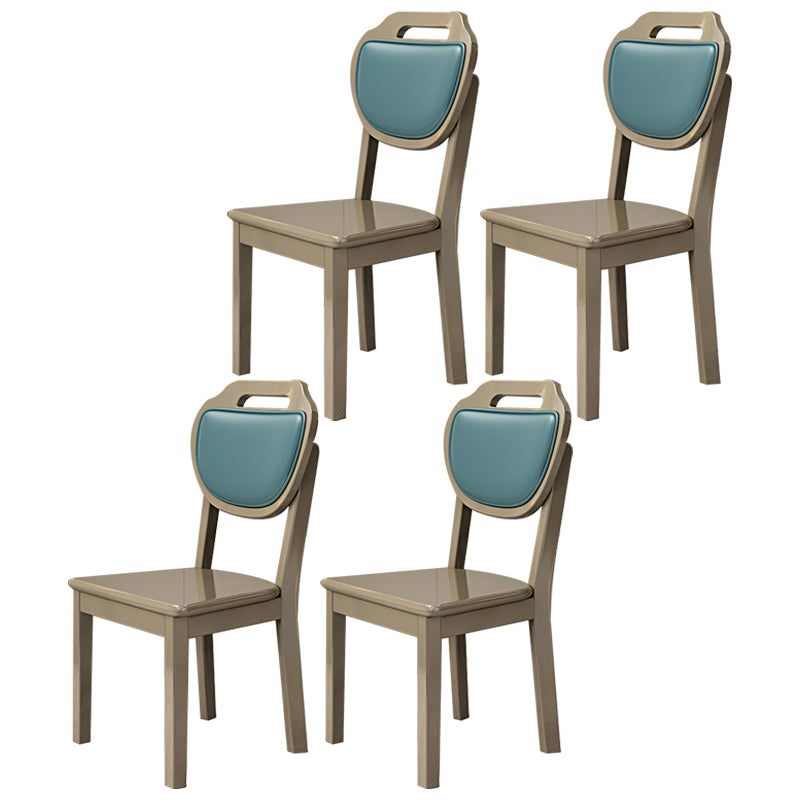 Silla lateral escandinava interior tapizada de madera Silla de comedor con respaldo abierto