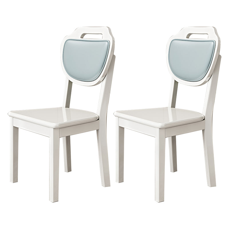 Silla lateral escandinava interior tapizada de madera Silla de comedor con respaldo abierto