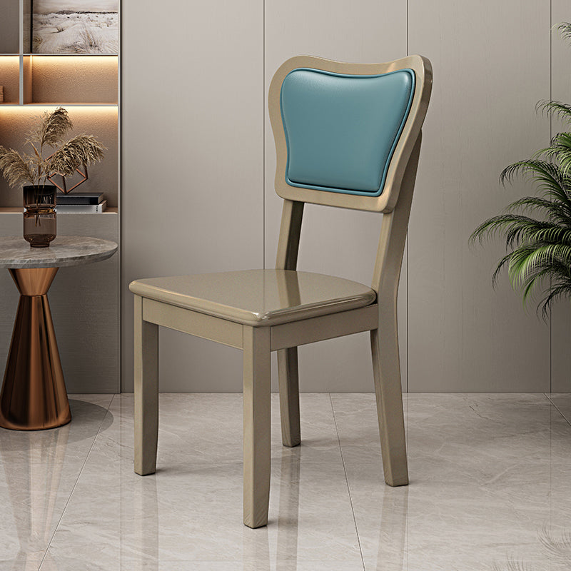 Silla lateral escandinava interior tapizada de madera Silla de comedor con respaldo abierto