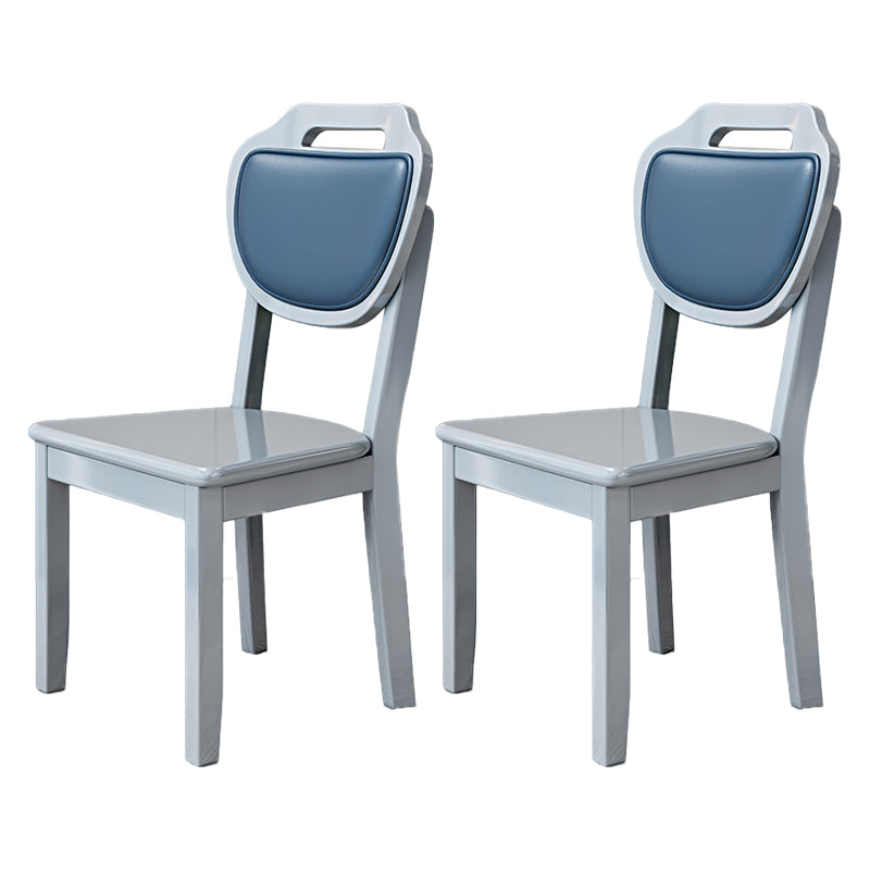 Silla lateral escandinava interior tapizada de madera Silla de comedor con respaldo abierto