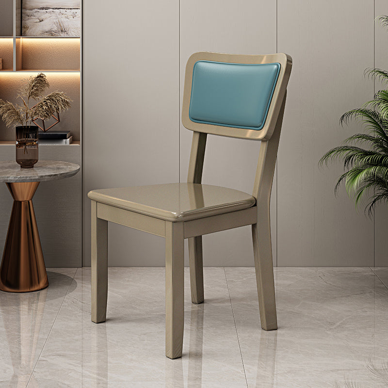 Silla lateral escandinava interior tapizada de madera Silla de comedor con respaldo abierto