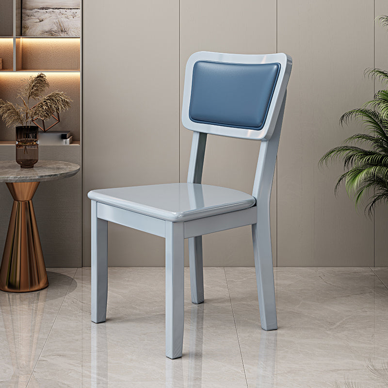 Silla lateral escandinava interior tapizada de madera Silla de comedor con respaldo abierto