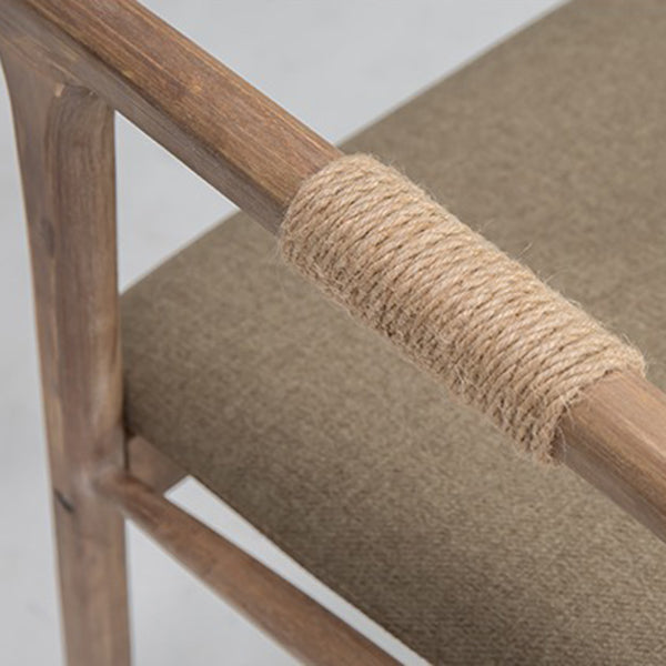 Silla de comedor tapizada de madera con respaldo abierto, sillón de estilo rural interior, individual