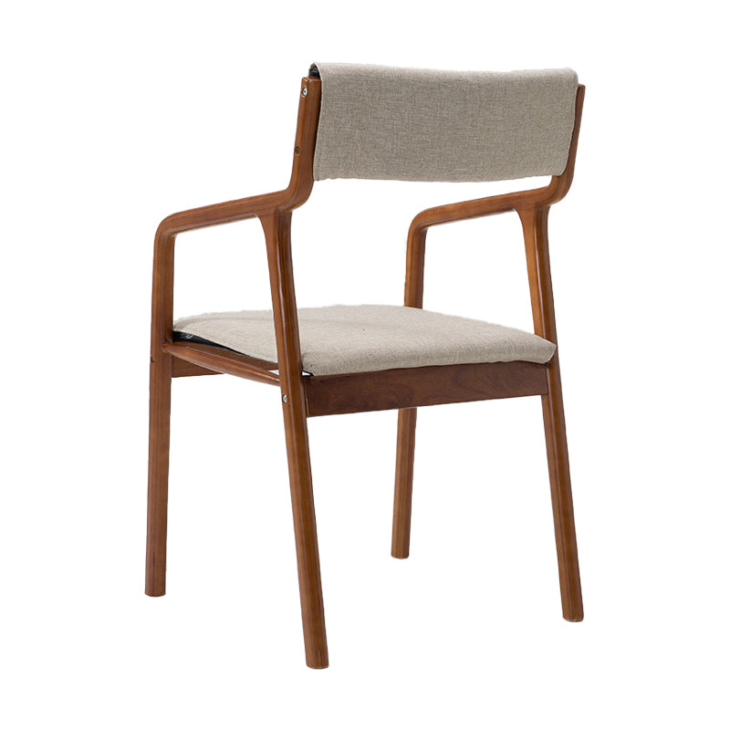 Silla de comedor tapizada de madera con respaldo abierto, sillón de estilo rural interior, individual