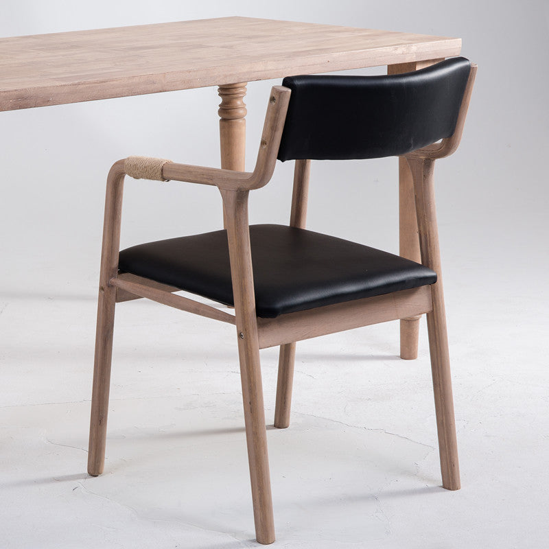 Silla de comedor tapizada de madera con respaldo abierto, sillón de estilo rural interior, individual
