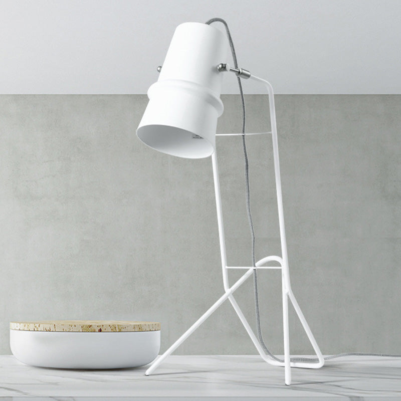 Wide Flare Nightstand Lamp Contemporary Metal 1 Bulb Reading Book Light in White
