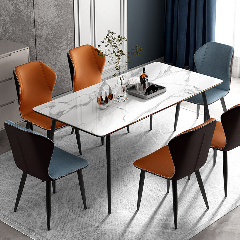 Chaises de salle à manger sans accoudoirs rembourrées à oreilles, chaises d'appoint avec pieds en métal