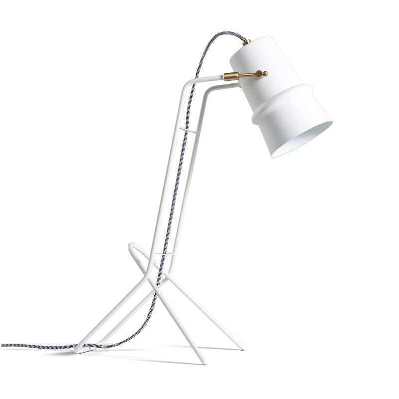 Wide Flare Nightstand Lamp Contemporary Metal 1 Bulb Reading Book Light in White