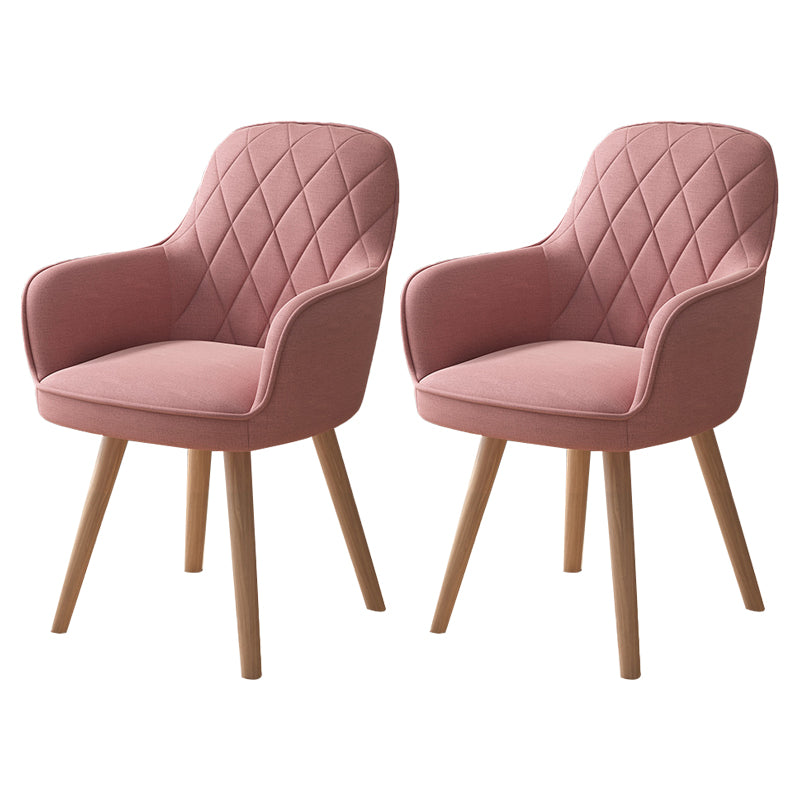 Fauteuil de salle à manger rembourré Fauteuil à dossier solide avec pieds en bois (Ensemble de 2)