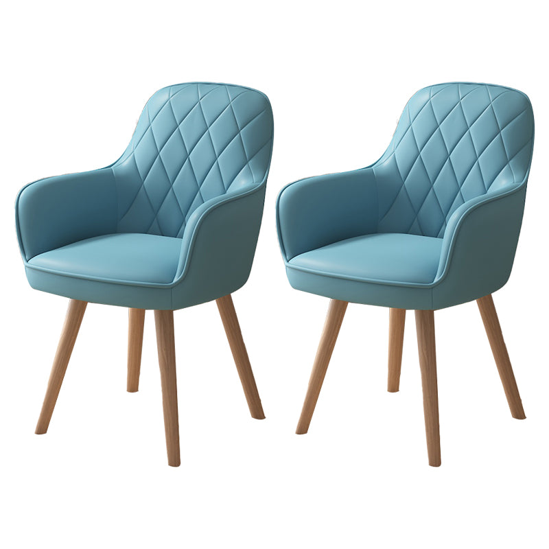 Fauteuil de salle à manger rembourré Fauteuil à dossier solide avec pieds en bois (Ensemble de 2)