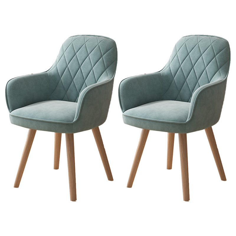 Fauteuil de salle à manger rembourré Fauteuil à dossier solide avec pieds en bois (Ensemble de 2)