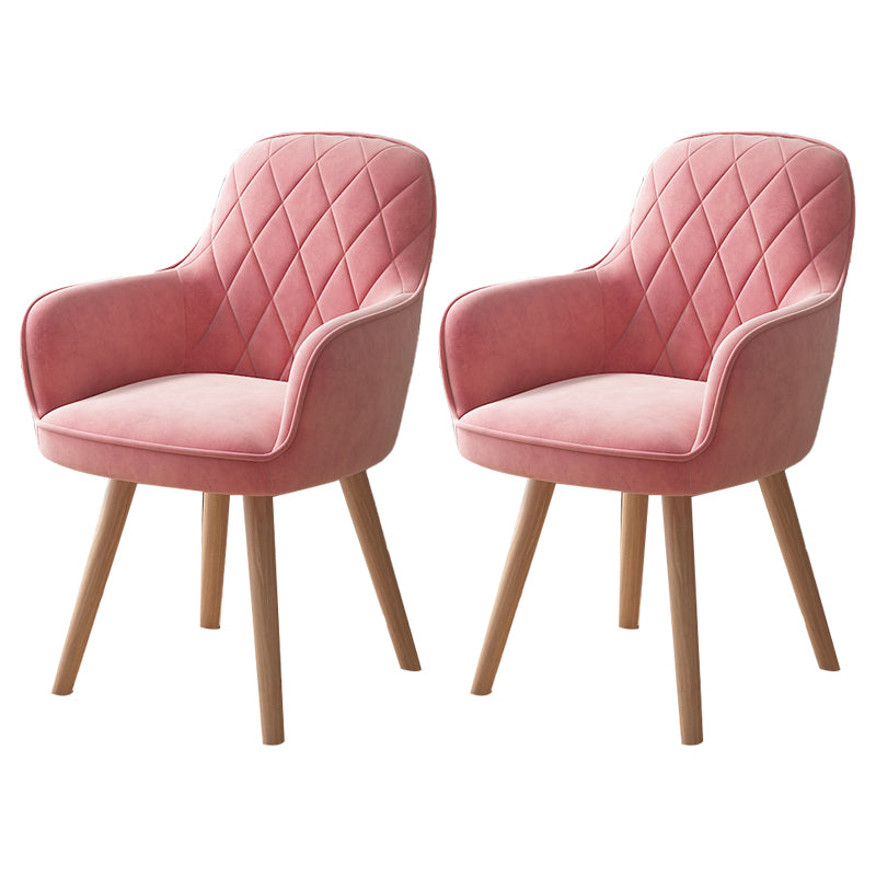 Fauteuil de salle à manger rembourré Fauteuil à dossier solide avec pieds en bois (Ensemble de 2)