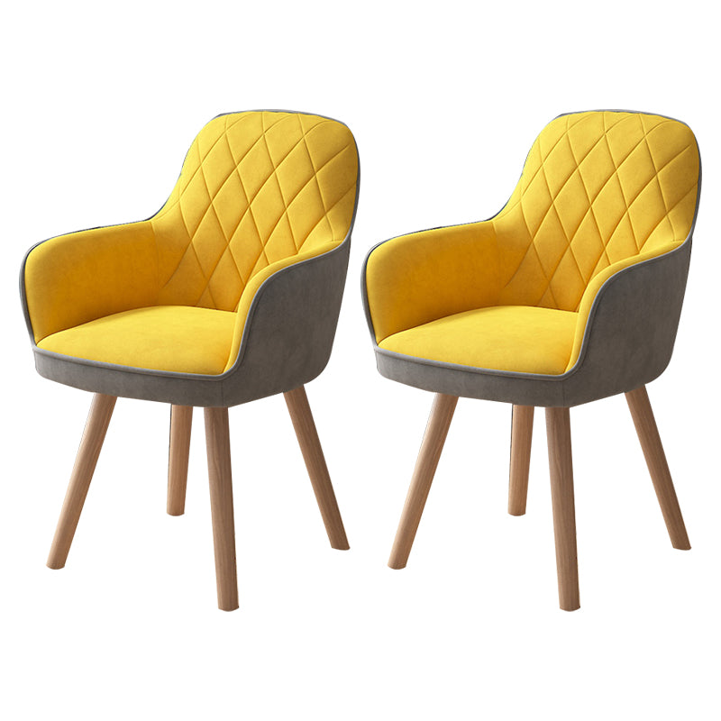 Fauteuil de salle à manger rembourré Fauteuil à dossier solide avec pieds en bois (Ensemble de 2)