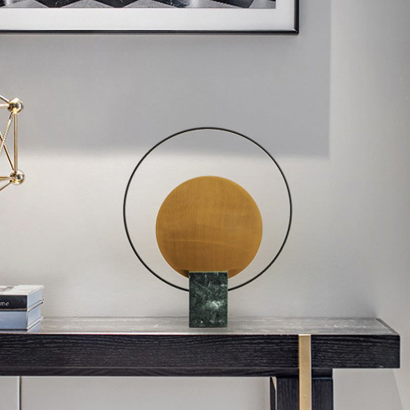 LED Circulaire tafel Licht Modernisme Modernisme Metaal Kleine bureaubriek in groen met rechthoekmarmeren basis