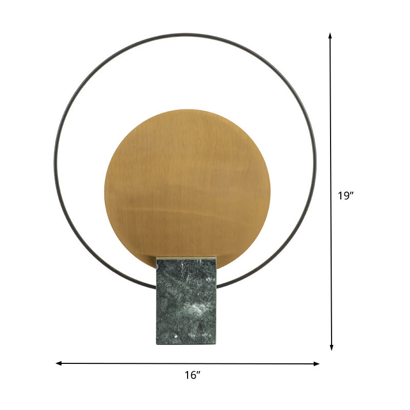 LED Circulaire tafel Licht Modernisme Modernisme Metaal Kleine bureaubriek in groen met rechthoekmarmeren basis