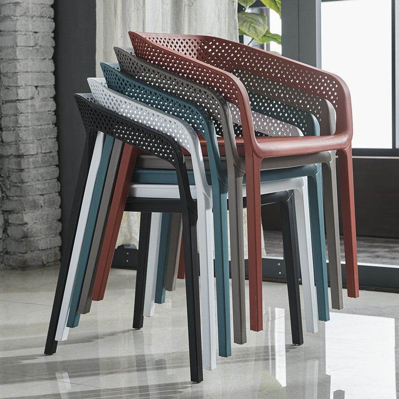 Ensemble de chaises de cuisine à manger avec bras arrière solide, chaises en plastique de style contemporain