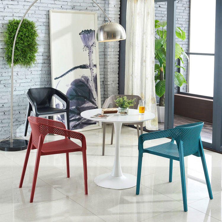 Sillas de plástico de estilo contemporáneo, juego de sillas de cocina con brazo trasero sólido