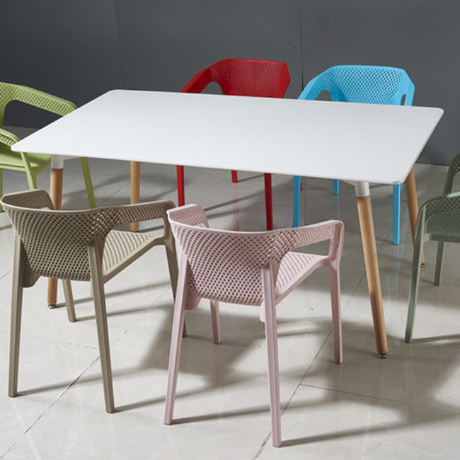 Ensemble de chaises de cuisine à manger avec bras arrière solide, chaises en plastique de style contemporain