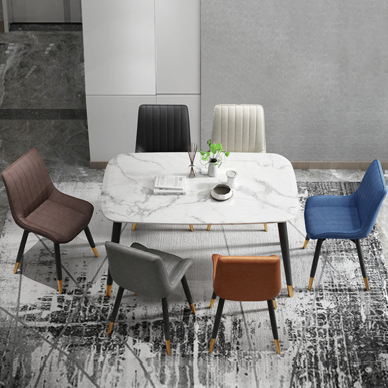 La salle à manger en métal de style glamour préside la chaise sans bras en cuir d'unité centrale pour le restaurant