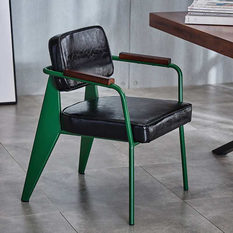 Chaise de salle à manger industrielle en métal, bras ouvert, chaise latérale de salle à manger pour usage domestique