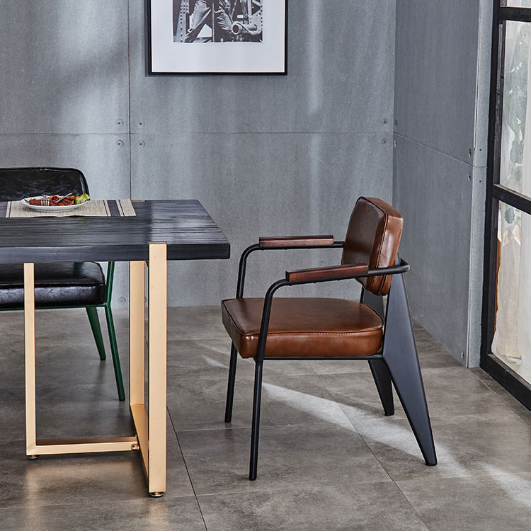 Chaise de salle à manger industrielle en métal, bras ouvert, chaise latérale de salle à manger pour usage domestique