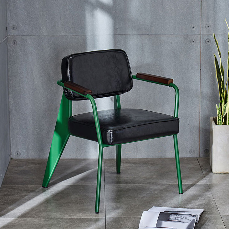 Chaise de salle à manger industrielle en métal, bras ouvert, chaise latérale de salle à manger pour usage domestique