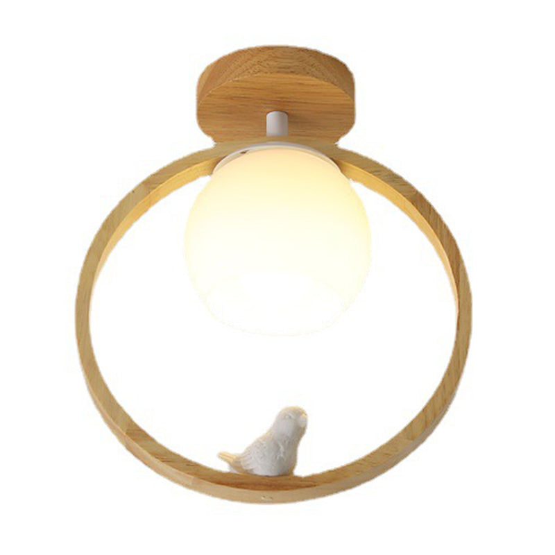 Log Color Globe da incasso in stile moderno e conciso, apparecchio da soffitto per interni in legno con paralume in vetro