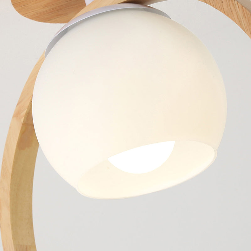 Log Color Globe da incasso in stile moderno e conciso, apparecchio da soffitto per interni in legno con paralume in vetro