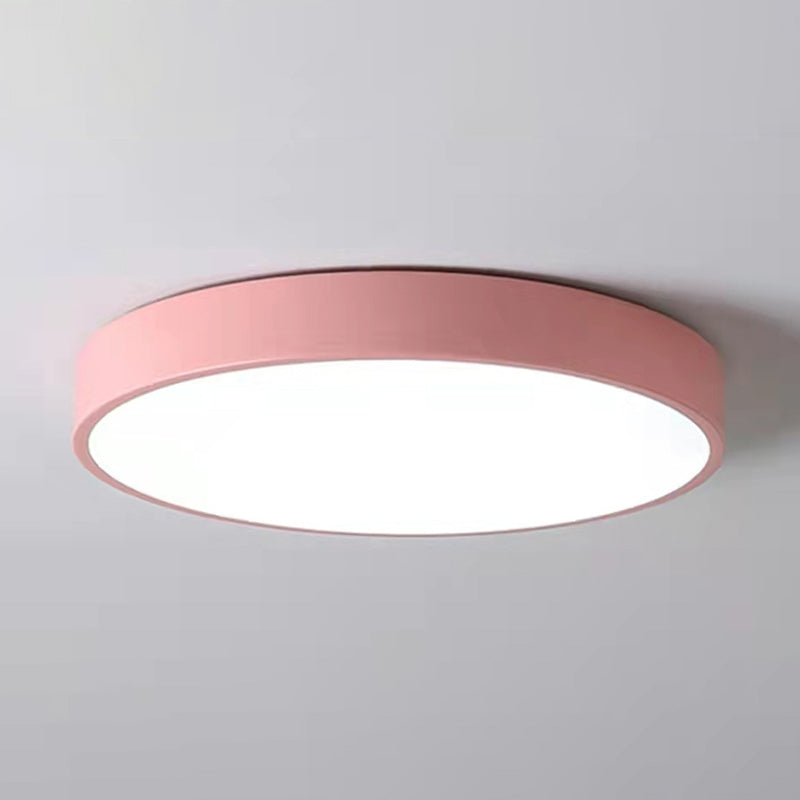 Round Shape Ceiling Lamp Modern Macaroon Iron 1 Light Flush Mount for Balcony Corridor